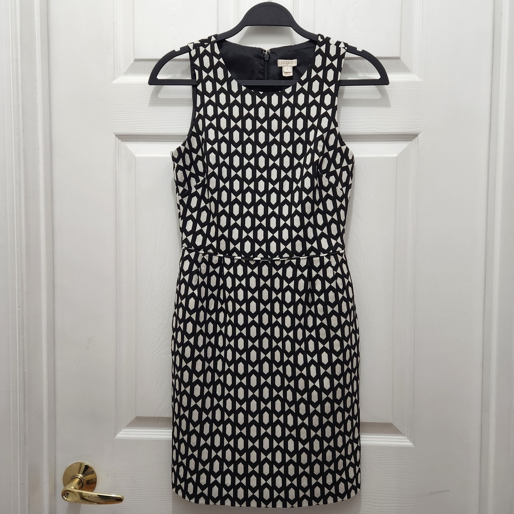 J. Crew Sleeveless Black and White Patterned Dress